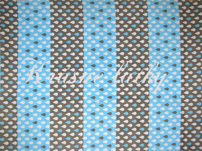 dešťové kapky š. 160cm 100% bavlna modro šedé provedení 135g/m2