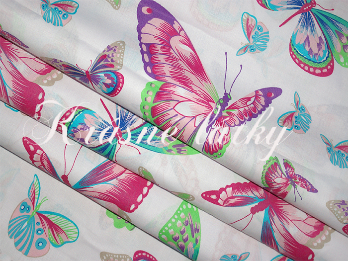 Motýlci - 100% bavlna, š. 160 cm, 130 gr m2
