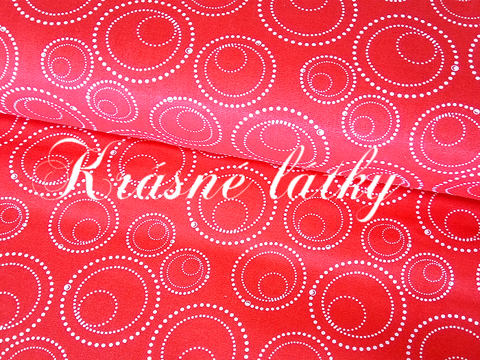 Kruhy - červené, 100% bavlna, šíře 140cm