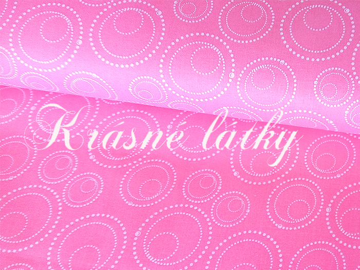 Kruhy - růžové, 100% bavlna, šíře 140cm