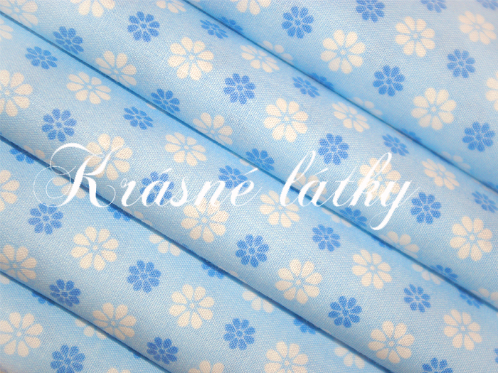 Drobná kytička, 100% bavlna, světle modrý podklad, šíře 140cm