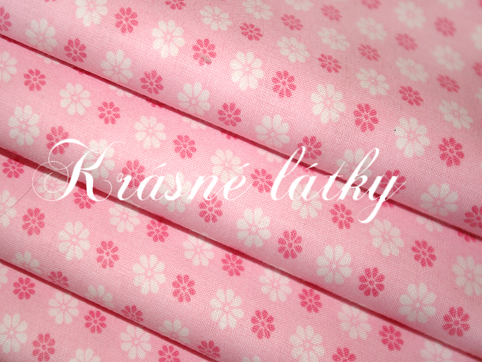 Drobná kytička, 100% bavlna, světle růžový podklad, šíře 140cm