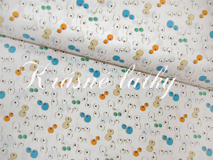 Oči na bílém podkladu - 100% bavlna, š. 160 cm, 140 g/m2