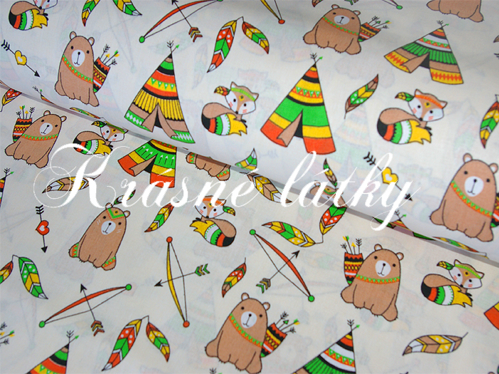 Tepee týpí bavlněná metráž - 100% bavlna, š. 160 cm , 130 g/m2