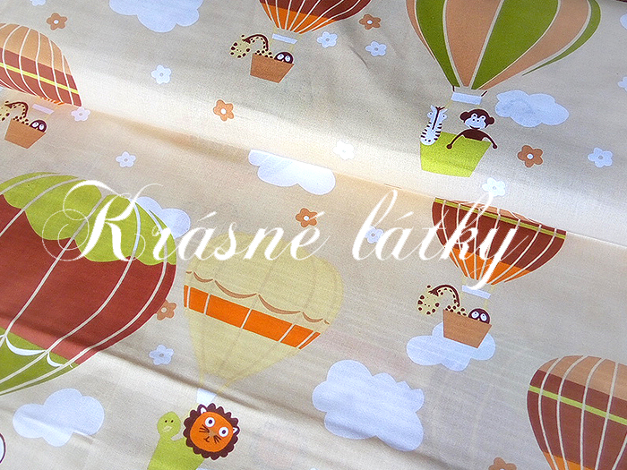 Balón, bavlněná látka - metráž š. 140cm, gramáž 135g/m2,okr podklad,100% bavlna