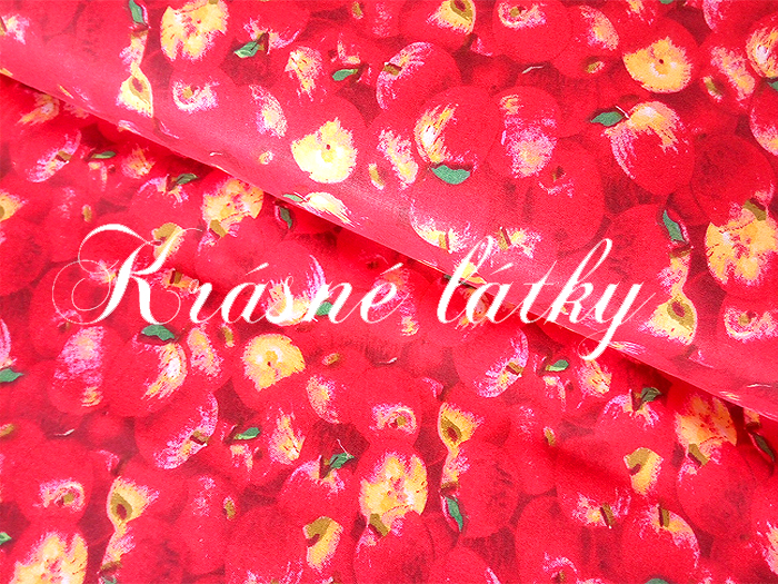 Jablíčka, bavlněná látka,metráž š. 140cm, gramáž 135g/m2, 100% bavlna