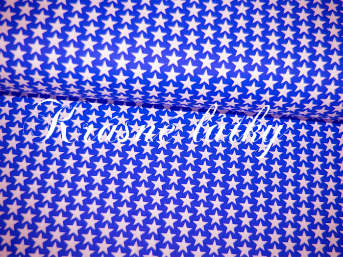 Hvězdy tm. modré, ostré drobné hvězdičkyy - 100% bavlna, š. 160 cm, 120 g/m2