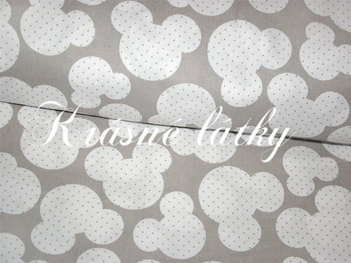 Myšky na šedé, bavlna š. 160cm, 135gr/m2