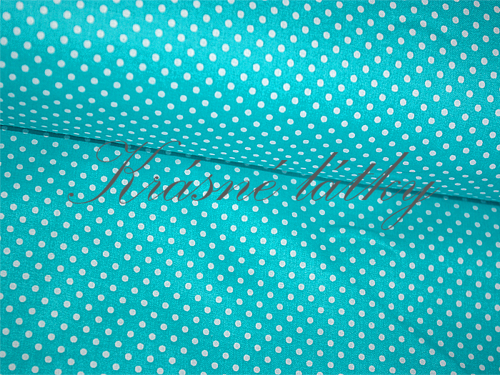 Puntíky 5 mm - tyrkysový podklad š. 140cm 