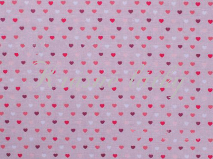 Srdíčka š. 140cm 100% bavlna růžové provedení, růžový podklad 