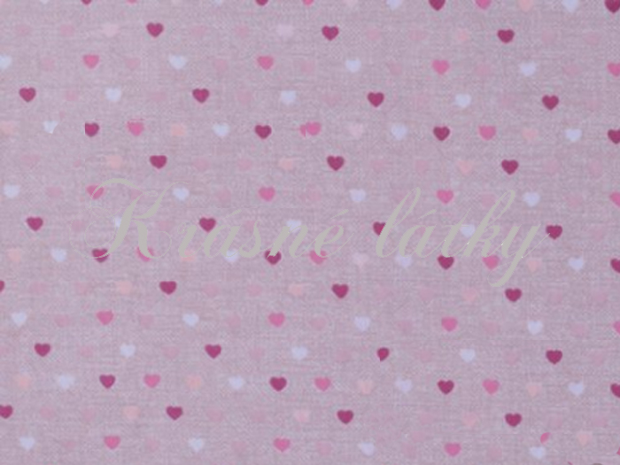 Srdíčka š. 140cm 100% bavlna růžové provedení, sv. růžový podklad 