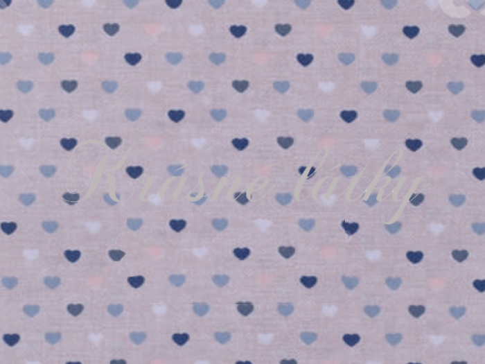 Srdíčka š. 140cm 100% bavlna modré provedení, sv. modrý podklad