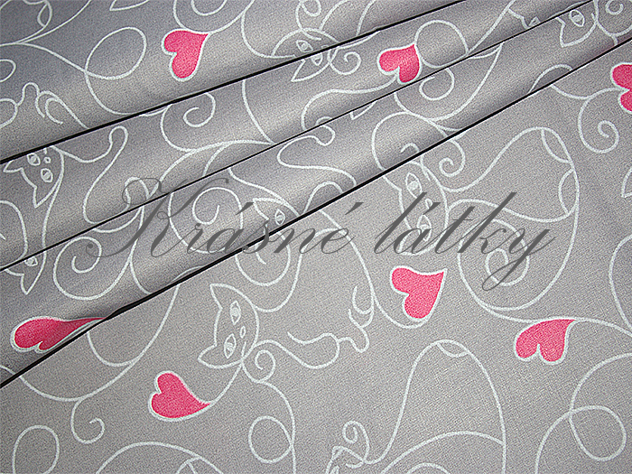 Kočičky - 100% bavlna š. 160cm, hladké plátno na bytový textil R
