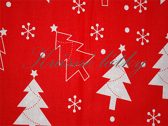 Stromeček a vločky - 100% bavlna,  š. 160 cm, 120 g/m2