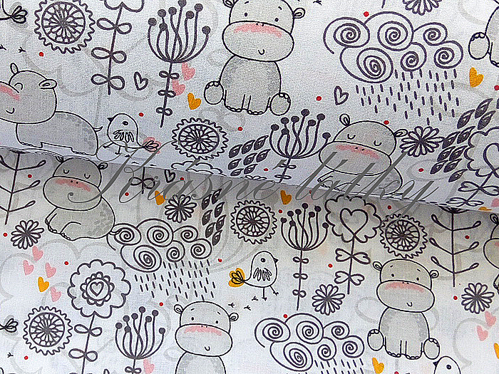 Hroch  - 100% bavlna š.160cm, krásní hrošíci