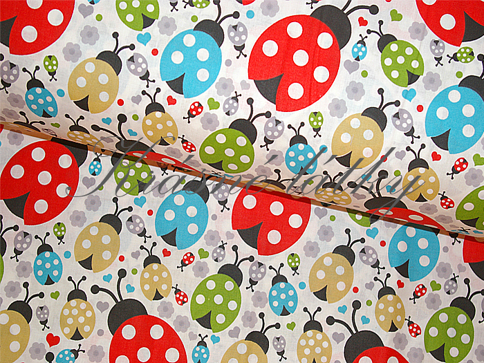 Berušky - 100% bavlna, š. 240 cm, 130 g/m2, dětské bavlněné plátno 