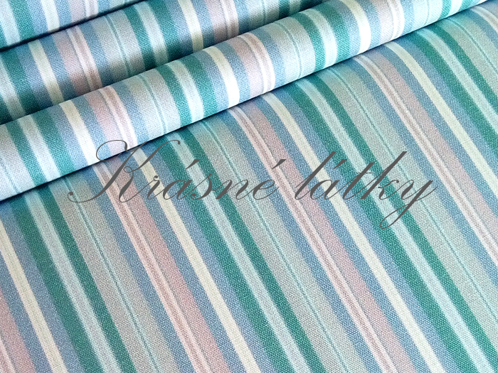 Modré proužky kombinace značková metráž v pěkné kvalitě š. 115 cm 100% bavlna