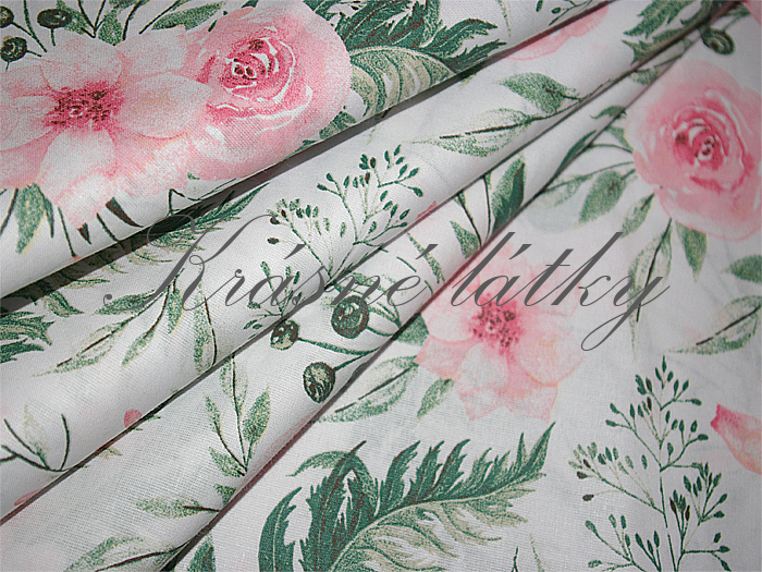 Divoká růže - 100% bavlna, š. 160 cm, 140 g/m2