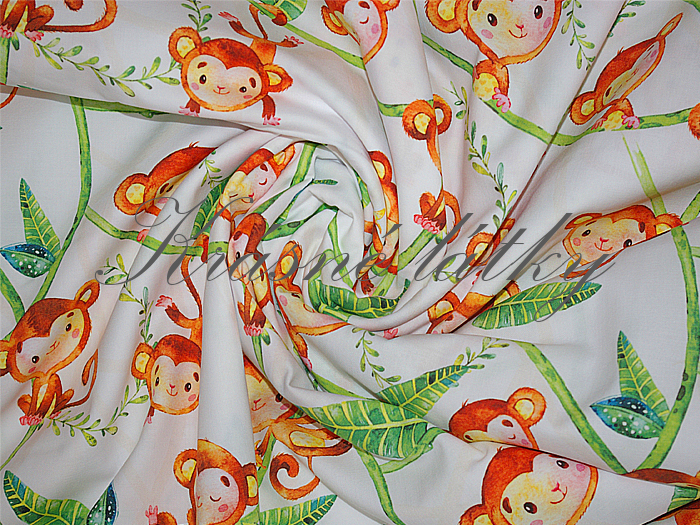 Opičky na liáně - 100% bavlna, š. 160 cm, 150 g/m2