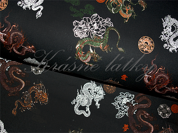 Draci na černé - 100% bavlna, š. 140 cm, 140 g/m2