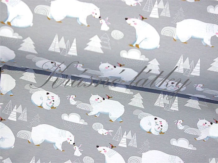 Medvěd a zajíc - 95 % bavlna, elastan 5 %, š. 160 cm, 170 g/m2 