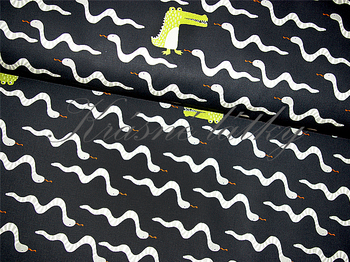 Hadi, krokodýl - 100% bavlna, š. 160 cm, 140 g/m2