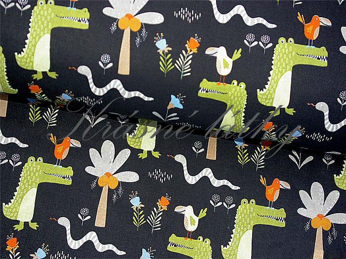 Hadi, krokodýl - 100% bavlna, š. 160 cm, 140 g/m2