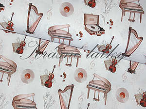 Hudební nástroje - 100% bavlna, 160 cm, 150 g/m2, plátno