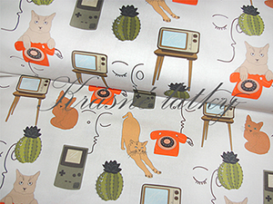 Retro elektro - 100% bavlna, š. 160 cm, 150 g/m2