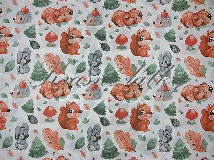 Dětská látka se vzorem zvířátek - 100% bavlna, plátno, š. 160 cm, 130 g/m2