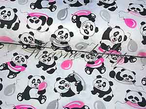 Dětská látka vzor zvířátka Panda- 100% bavlna - plátno, š. 160 cm, 130 g/m2