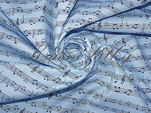 Bavlněná látka modré noty v metráži - 100% bavlna, š. 160 cm, 120 g/m2, látky metráž