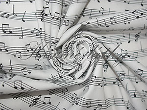 Bavlněná látka bílé noty v metráži - 100% bavlna, š. 160 cm, 120 g/m2, látky metráž