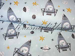 Bavlna vesmírná raketa - 100% bavlna, š. 160 cm, 130 g/m2, látky metráž