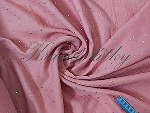 Mušelínová látka kapičky, gázovina starorůžová, old rose - mušelín – třpytivé látky - metráž