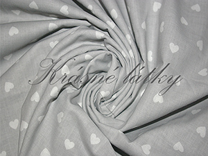 Srdíčka na šedém podkladu - 60% bavlna, 40% polyester, š. 280 cm, 180 g/m2, dětské látky metráž