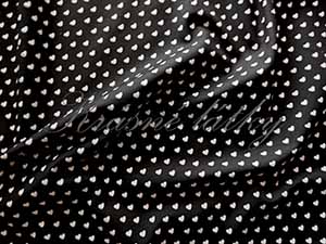 Bílá srdíčka na černé, bavlněný úplet - 95 % bavlna, 5% elastan