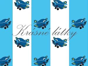 Bavlna Letadla modrá, dětská látka metráž