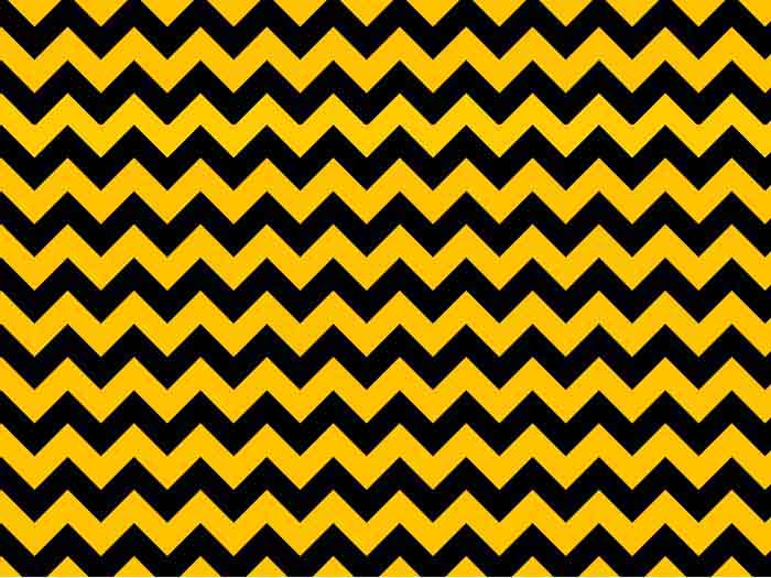 Bavlna žluto černý cik cak chevron, dětské látky metráž