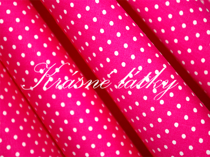 Puntíky 2 mm růžový podklad - 100% bavlna, š. 150 cm, 130 g/m2
