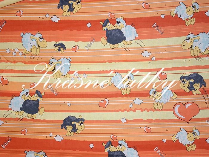 Ovečky v oranžovém provedení - 100% bavlna, š. 160 cm