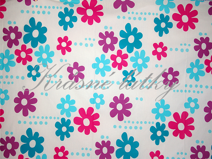 Květiny modré - II. jakost, 100% bavlna, š. 160 cm, 150 g/m2