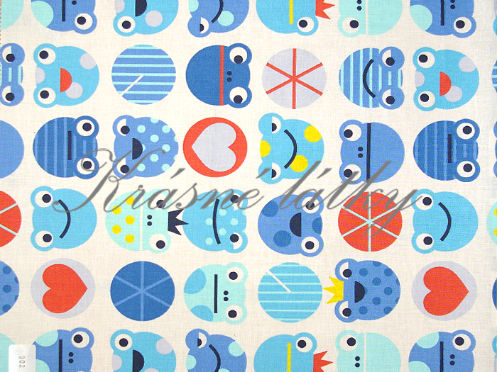 Žabičky modré značková metráž v pěkné kvalitě - š.160 cm 100% bavlna