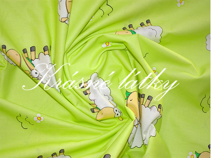 Vyprodáno Ovečky v zeleném provedení -  krásná látka např. na dětské povlečení