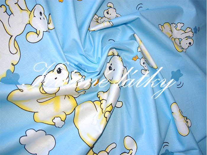 Štěňátka 100% bavlna š. 160cm,modré provedení 