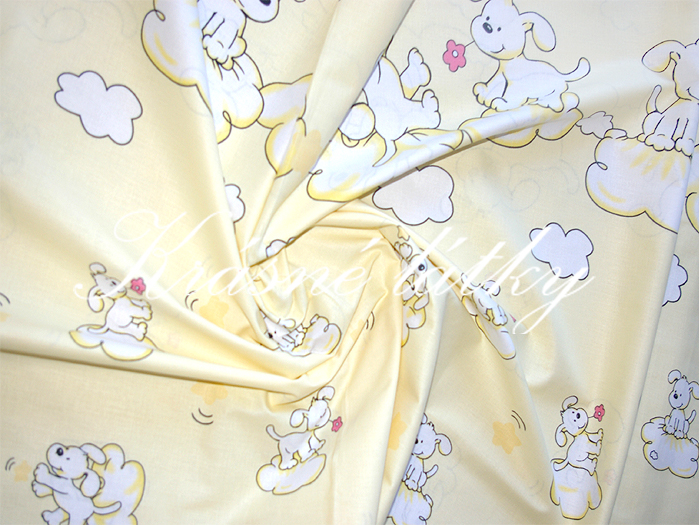 Štěňátka 100% bavlna š. 160cm,okrové/žluté provedení 