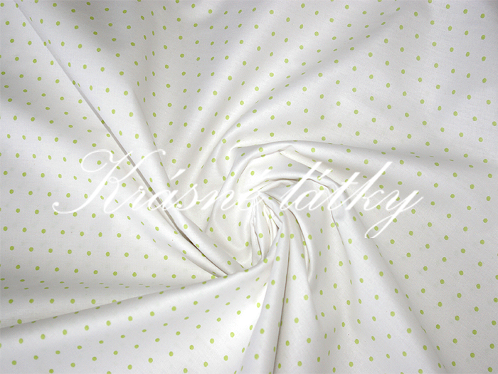 Drobné zelené puntíky 3mm š.240cm - bílý podklad, 100% bavlna  