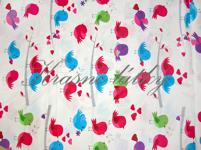 Ptáčci - 100% bavlna, š. 160 cm, 135 g/m2