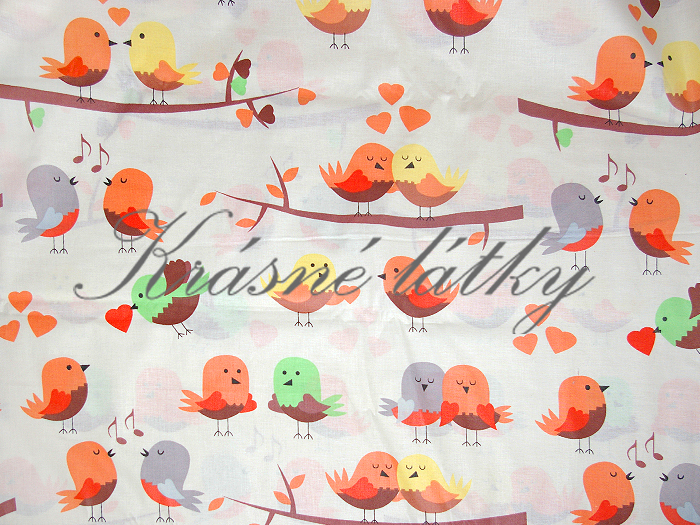 Ptáčci - 100% bavlna, š. 160 cm, 135 g/m2