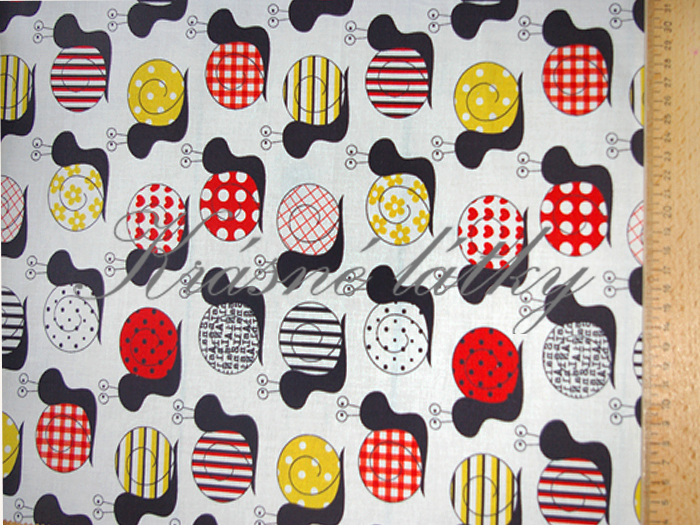 Šnečkové  - 100% bavlna vysoké kvality,š.160cm,145g/m2 krásní barevní šneci